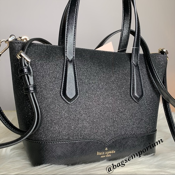 Kate Spade Black Glitter Satchel Crossbody Bag - Picture 6 of 9